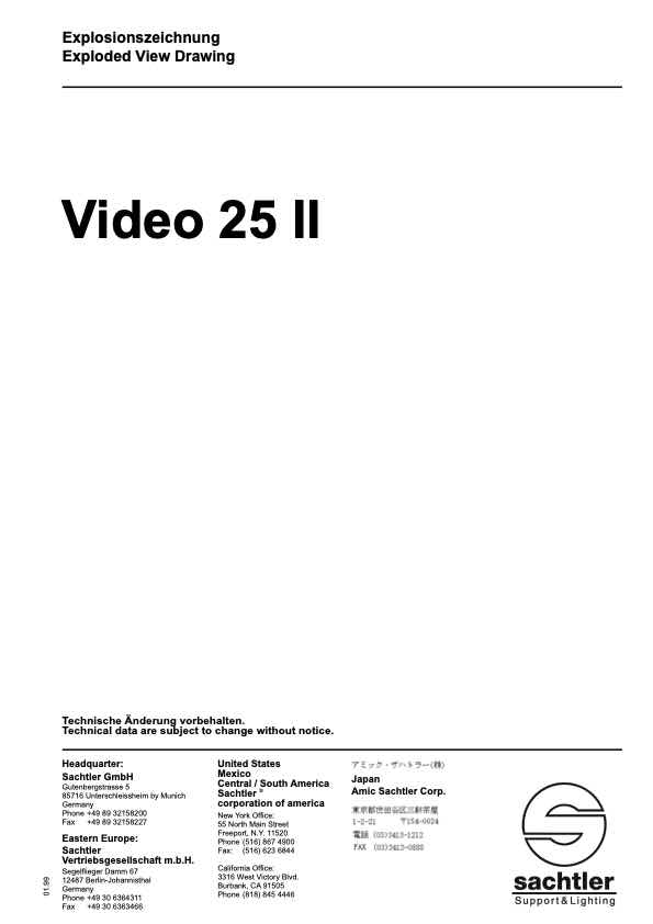 Sachtler Video 25 II FB technical manual preview