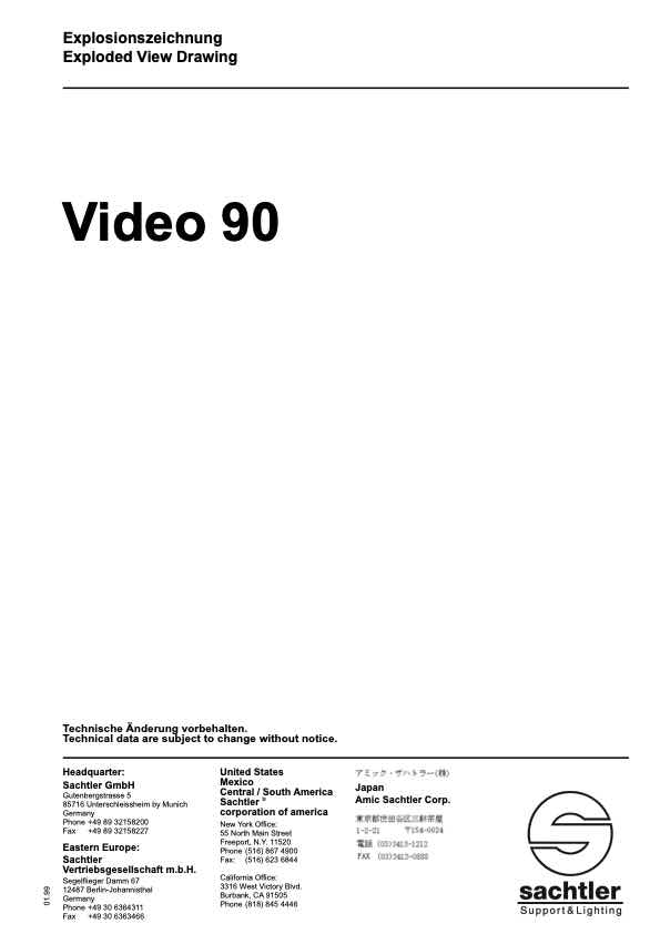 Sachtler Video 90 FB technical manual preview