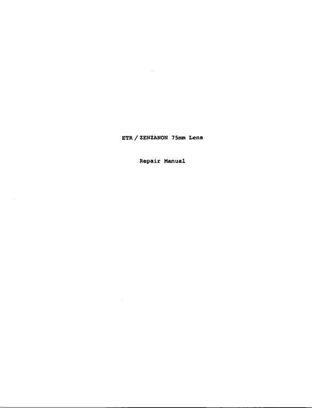 Bronica ETR technical manual preview