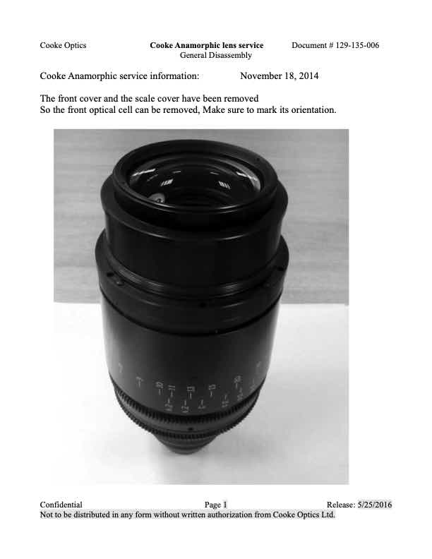 Cooke Cine Lens Anamorphic technical manual preview