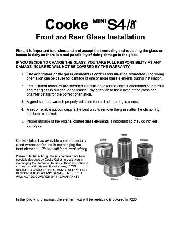 Cooke Cine Lens Mini S4i technical manual preview