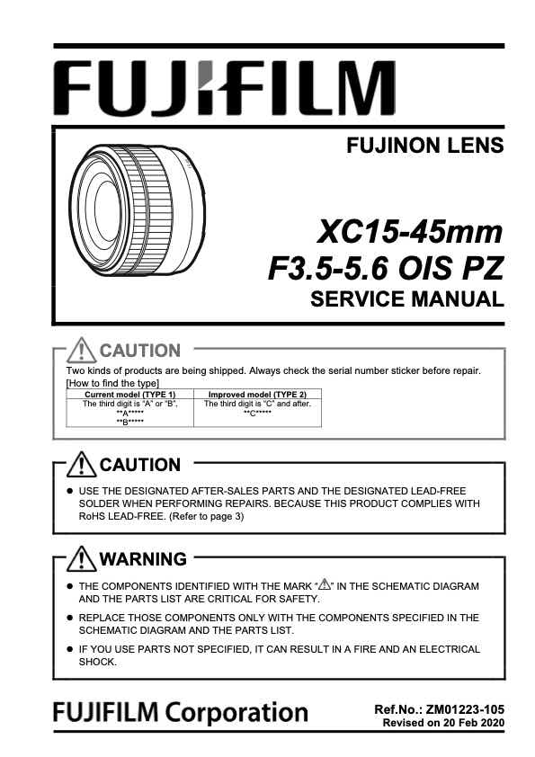 Fujifilm XC 15-45mm F3_5-5_6 OIS PZ technical manual preview