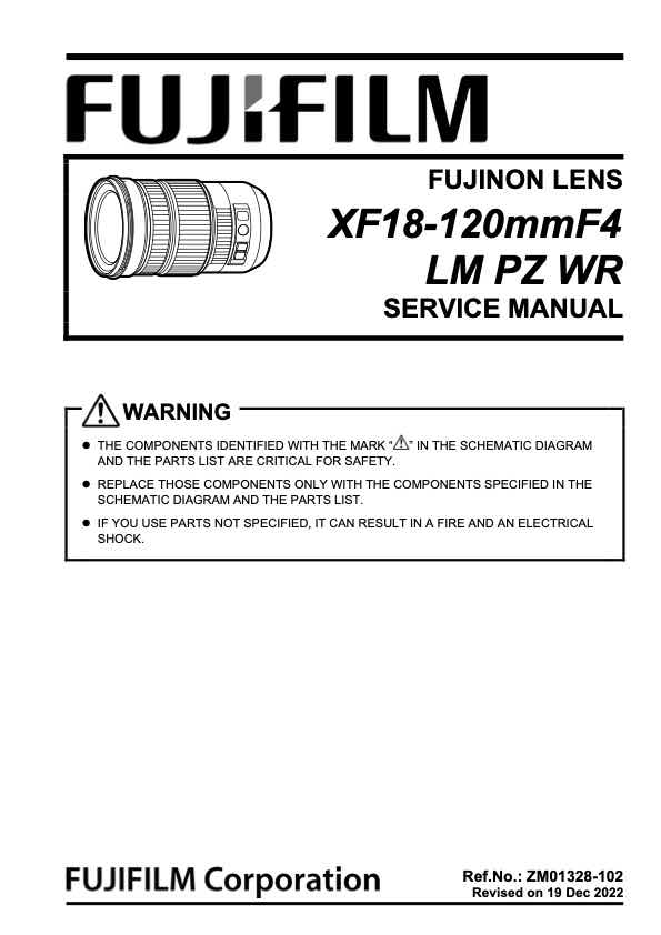 Fujifilm XF 18-120mm F4 LM PZ WR technical manual preview