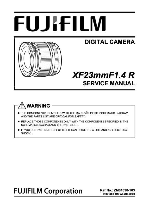Fujifilm XF 23mm F1_4 R technical manual preview