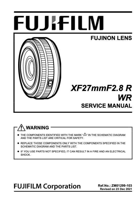 Fujifilm XF 27mm F2_8 R WR technical manual preview