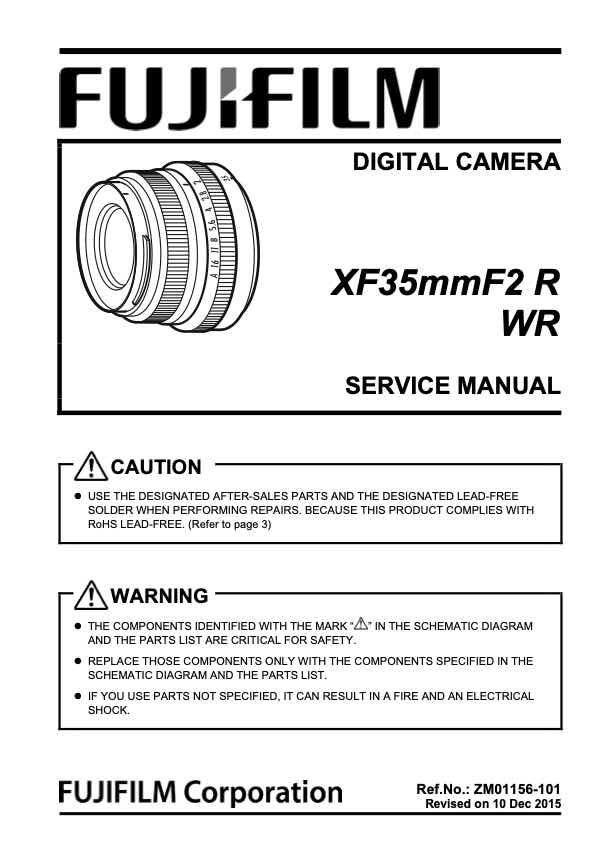 Fujifilm XF 35mm F2 R WR technical manual preview