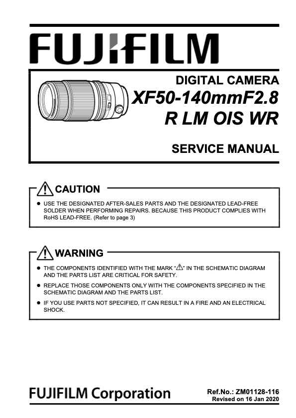 Fujifilm XF 50-140mm F2_8 R LM OIS WR technical manual preview