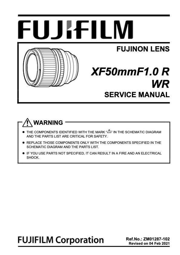 Fujifilm XF 50mm F1_0 R WR technical manual preview