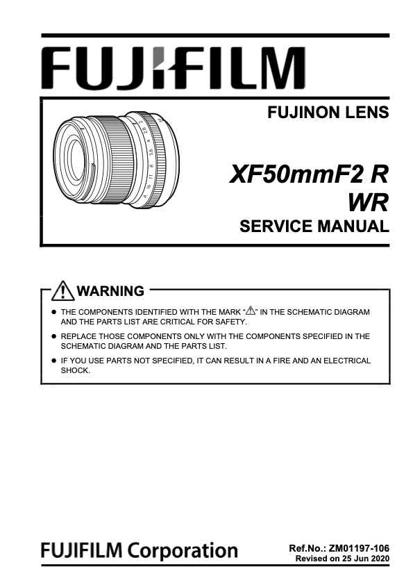 Fujifilm XF 50mm F2 R WR technical manual preview