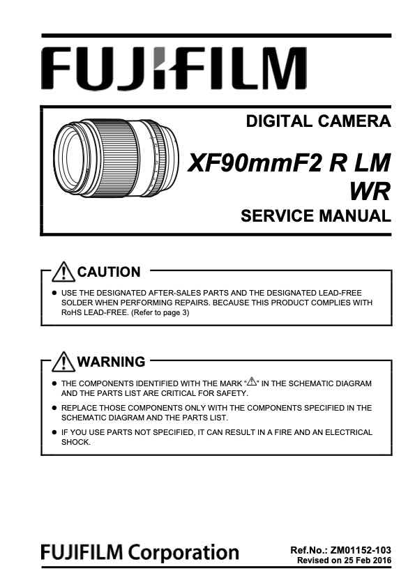 Fujifilm XF 90mm F2 R LM WR technical manual preview