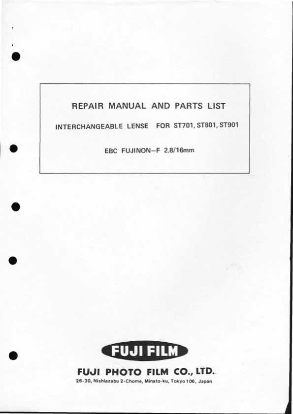 Fujinon 16 technical manual preview