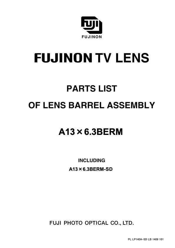 Fujinon A13x6_3 technical manual preview