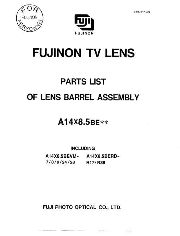 Fujinon A14x8_5 technical manual preview