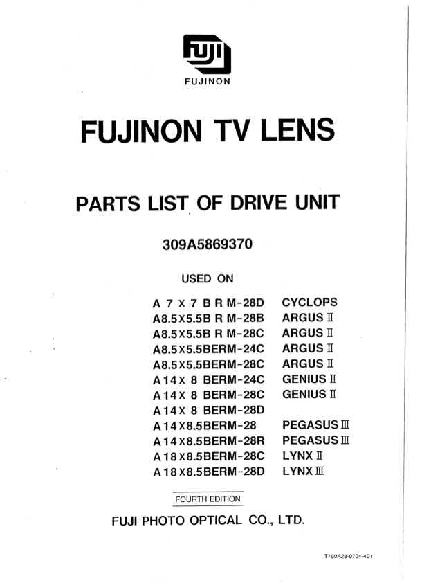 Fujinon A14x9 technical manual preview