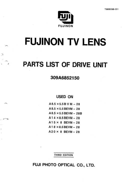 Fujinon A15x8BEVM-28 technical manual preview