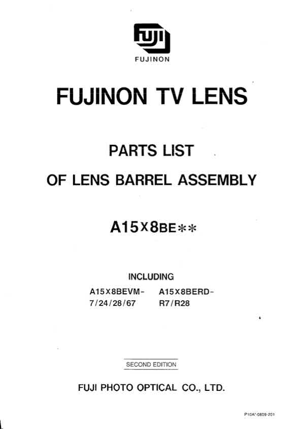 Fujinon A15x8BEVM-28 technical manual preview