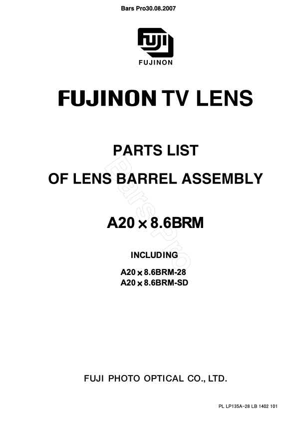 Fujinon A20x8_6 technical manual preview