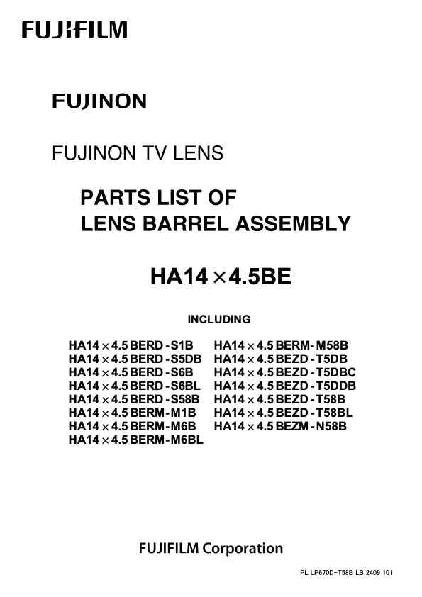 Fujinon HA14x4_5 technical manual preview