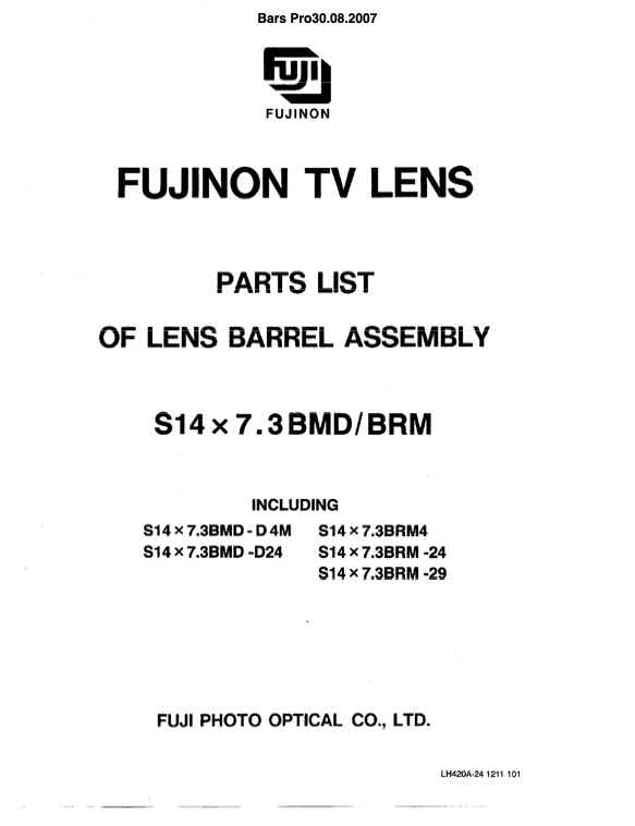 Fujinon S14x7_3 technical manual preview