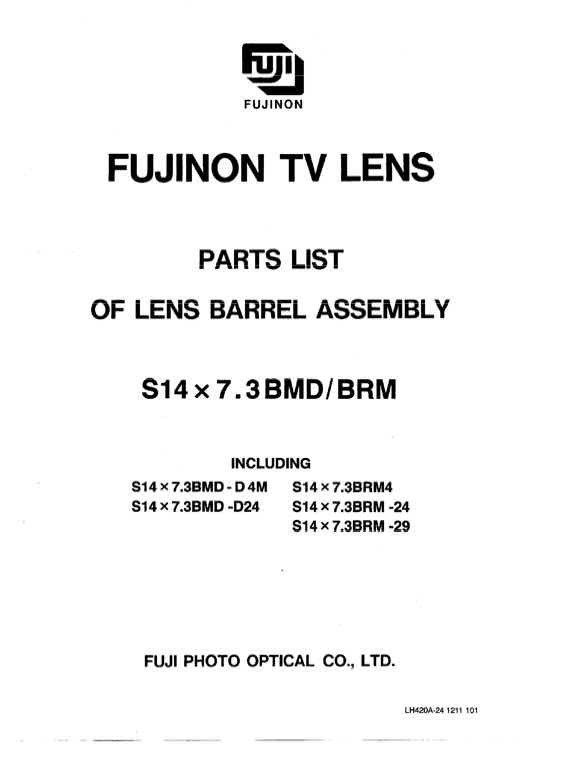 Fujinon S14x7_3 technical manual preview