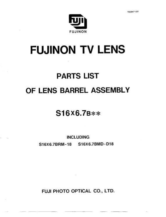 Fujinon S16x6_7 technical manual preview