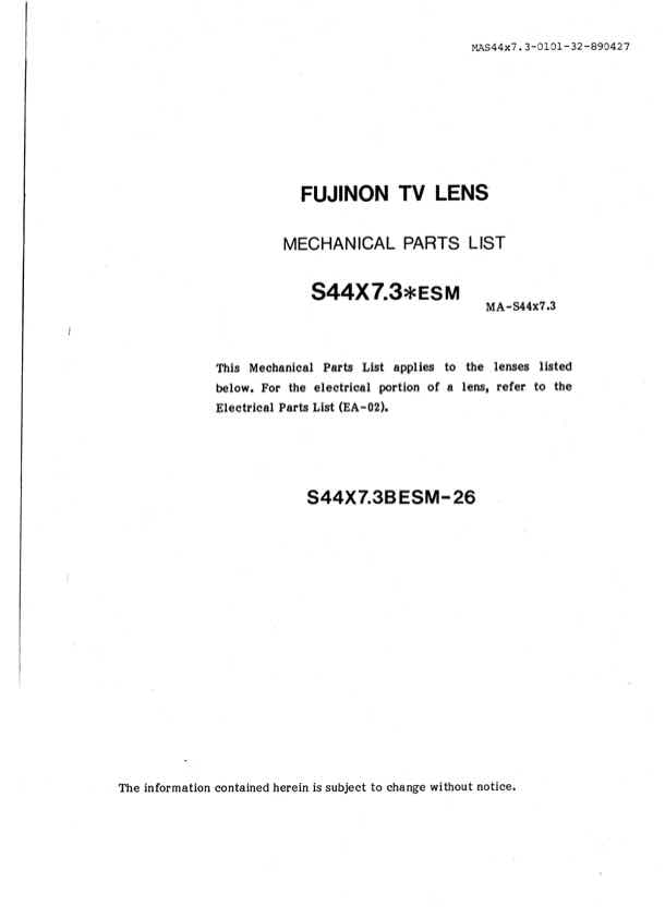 Fujinon S44x7_3 technical manual preview