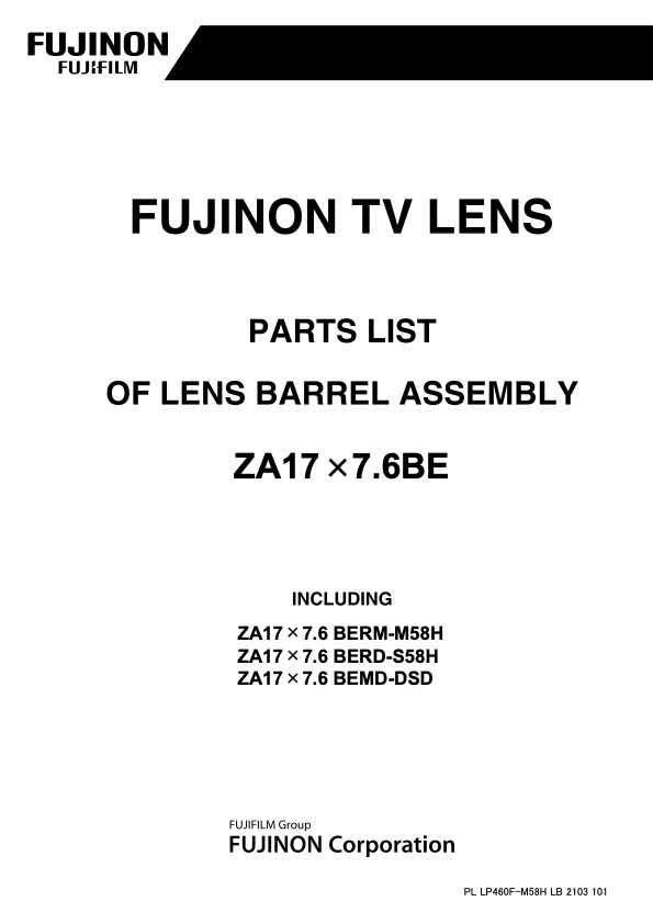 Fujinon ZA17X7_6BE technical manual preview