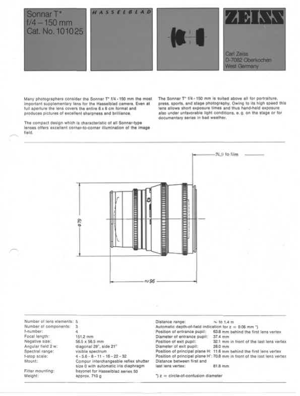 Hasselblad 150 technical manual preview