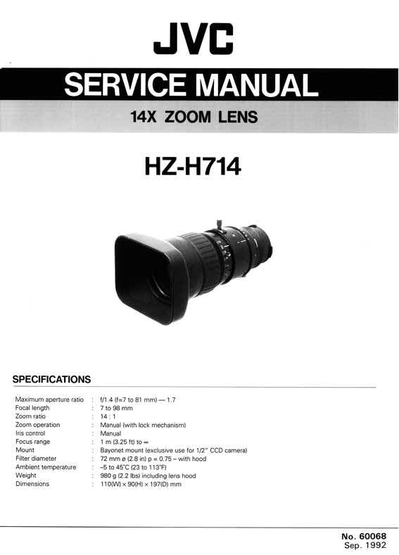 JVC TV Lens HZ_H714 technical manual preview