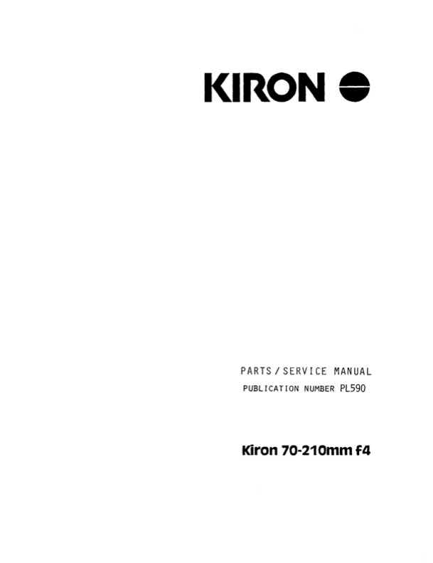 Kiron 70-210 technical manual preview