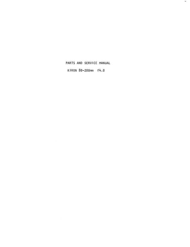 Kiron 80-200 technical manual preview