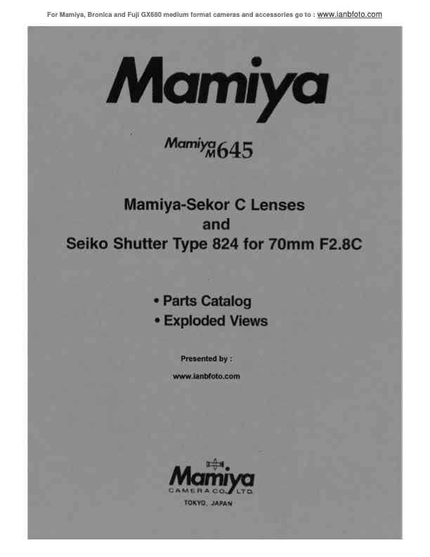 Mamiya Sekor C technical manual preview