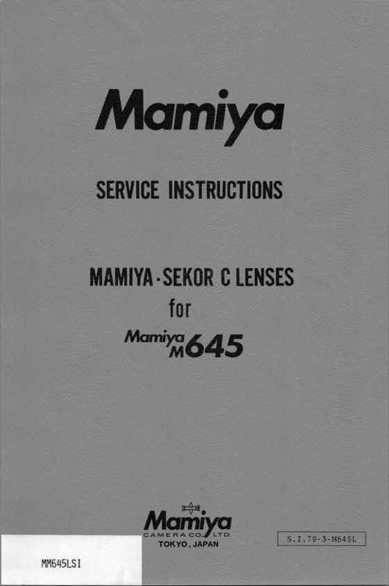 Mamiya Sekor C technical manual preview