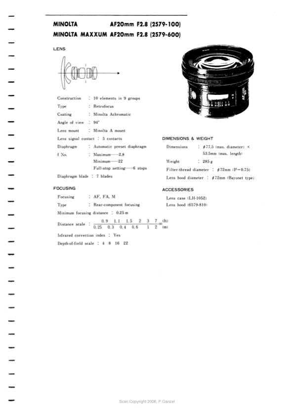 Minolta 20 technical manual preview