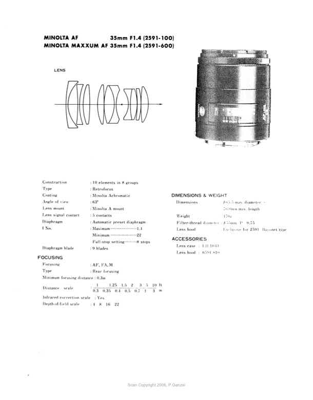 Minolta 35 technical manual preview