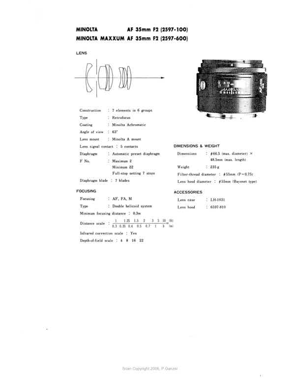 Minolta 35 technical manual preview