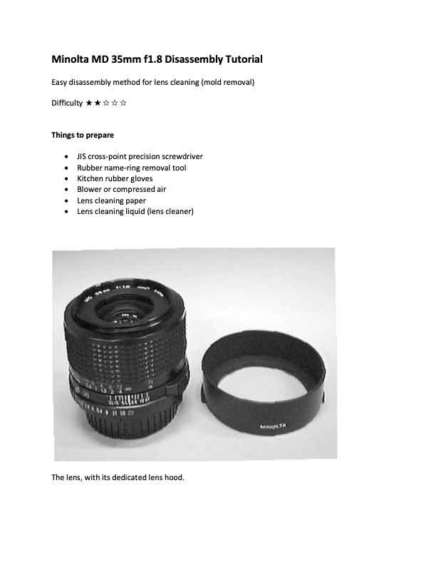 Minolta 35 technical manual preview