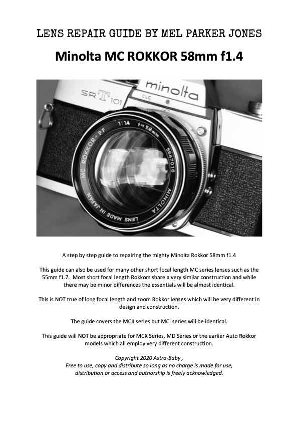 Minolta 58 technical manual preview
