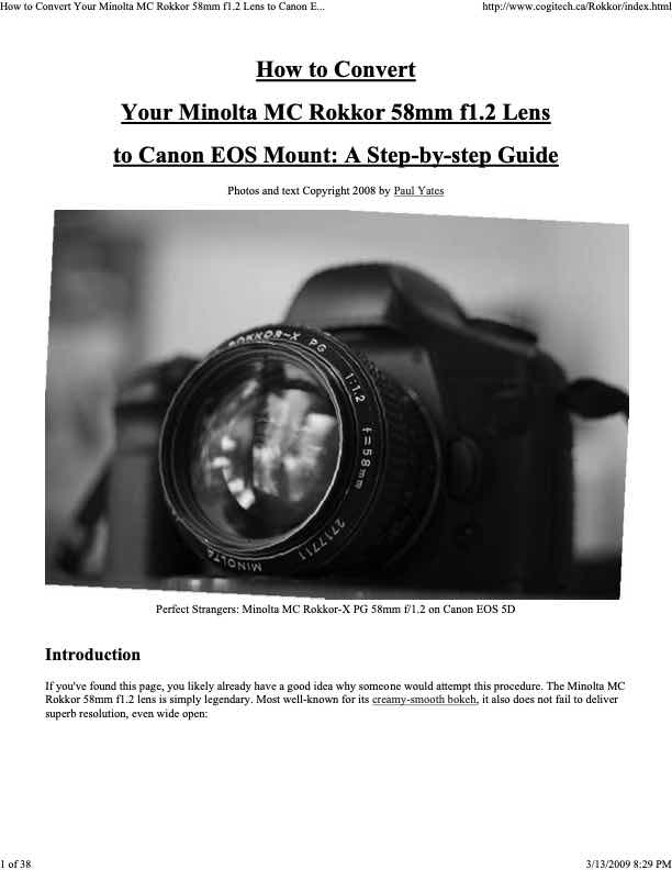 Minolta 58 technical manual preview