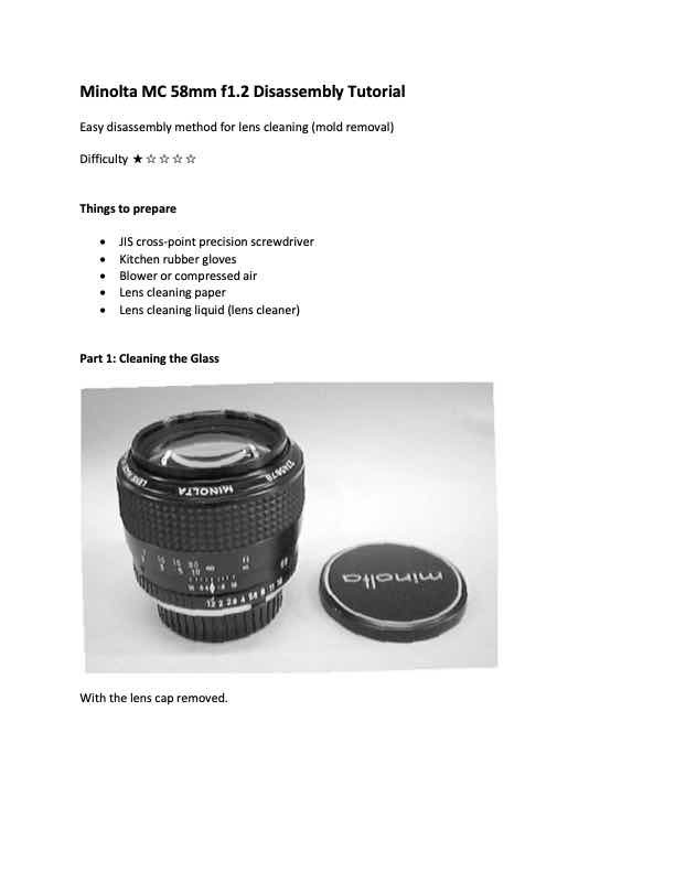 Minolta 58 technical manual preview