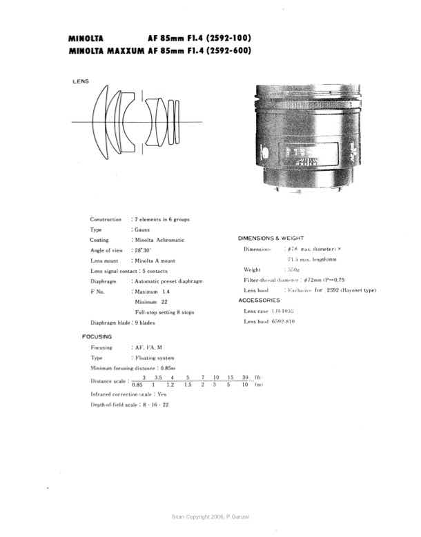 Minolta 85 technical manual preview