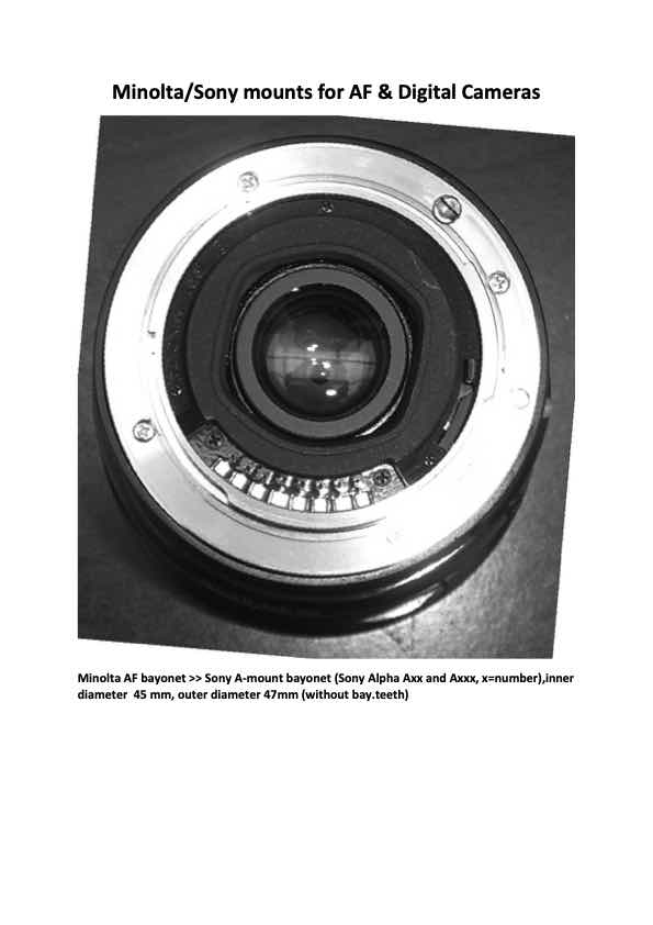 Minolta Mount technical manual preview
