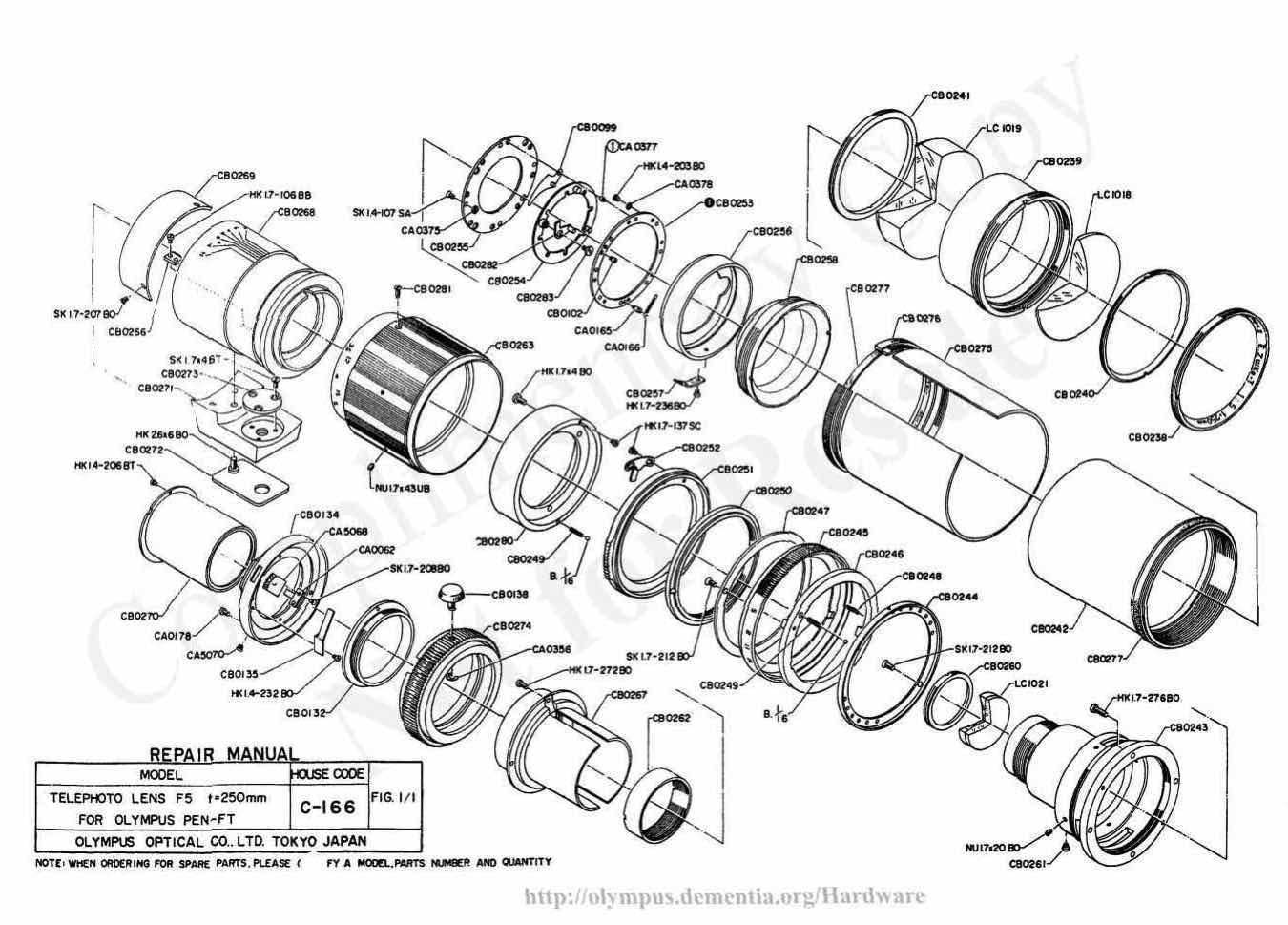 Olympus 250 technical manual preview