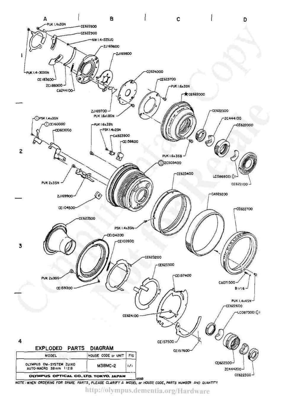Olympus 38 technical manual preview