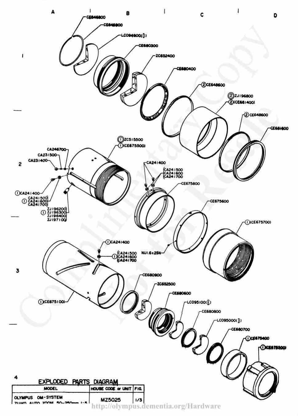 Olympus 50-250 technical manual preview