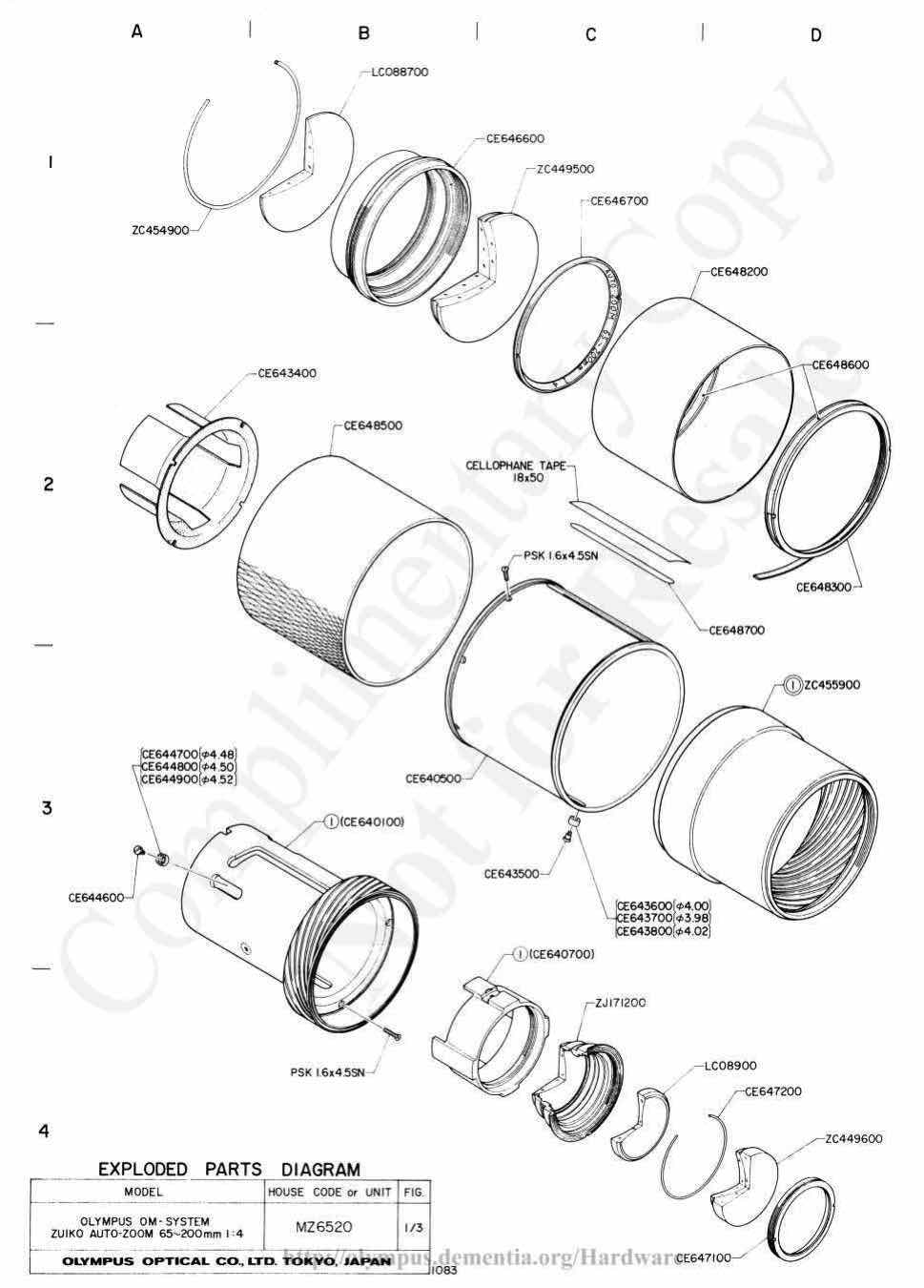 Olympus 65-200 technical manual preview