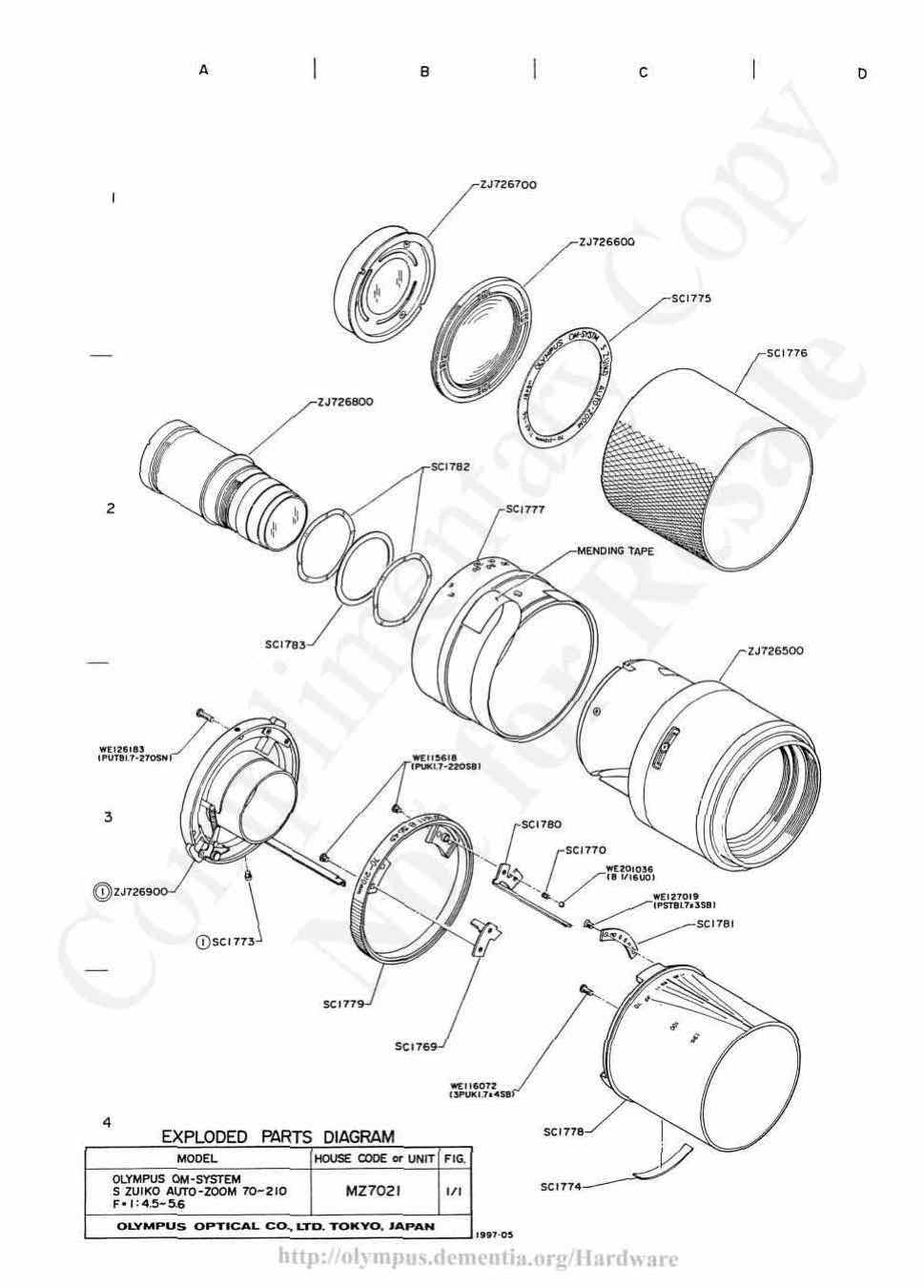 Olympus 70-210 technical manual preview