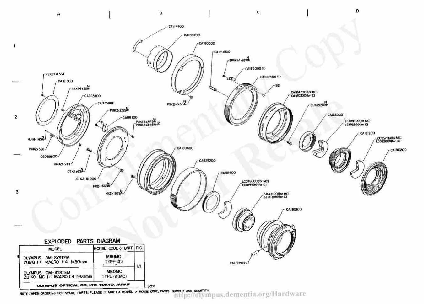 Olympus 80 technical manual preview