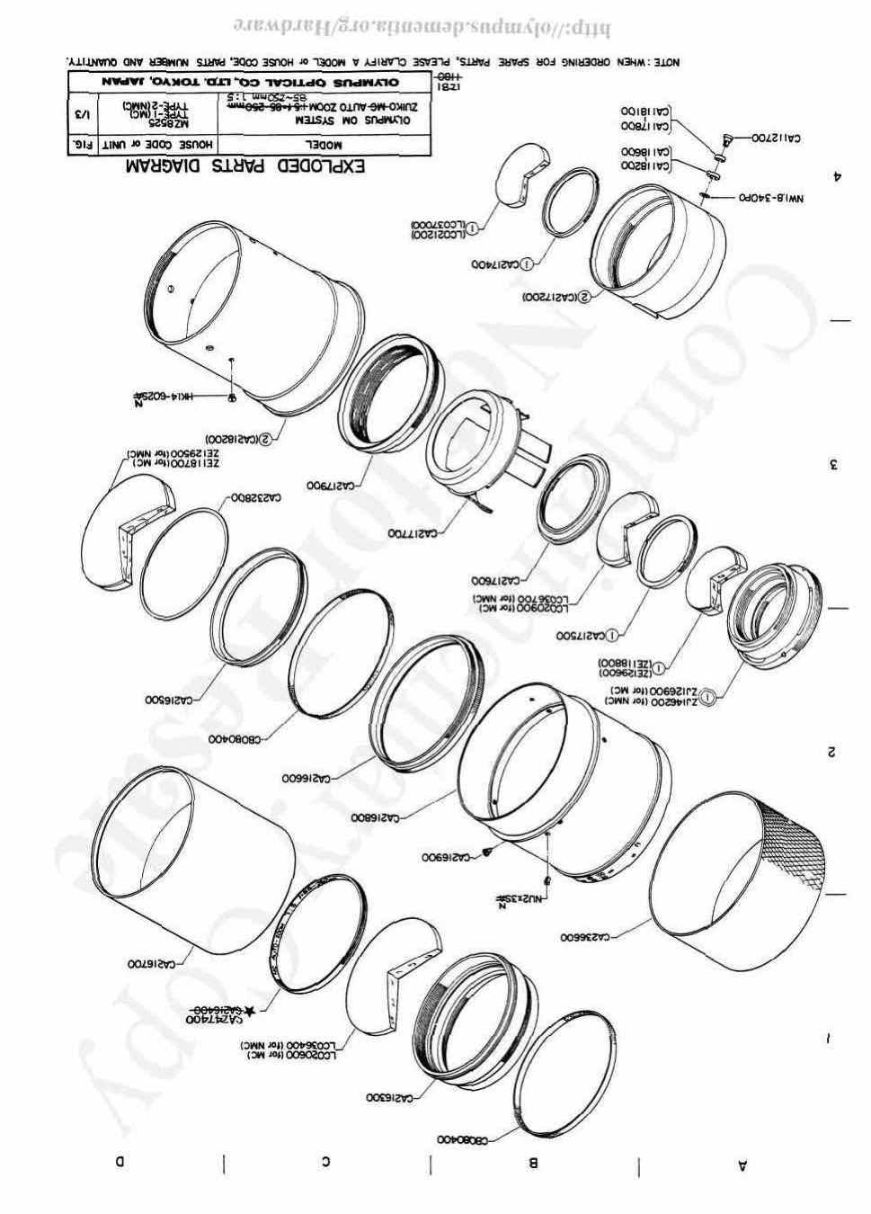 Olympus 85-250 technical manual preview