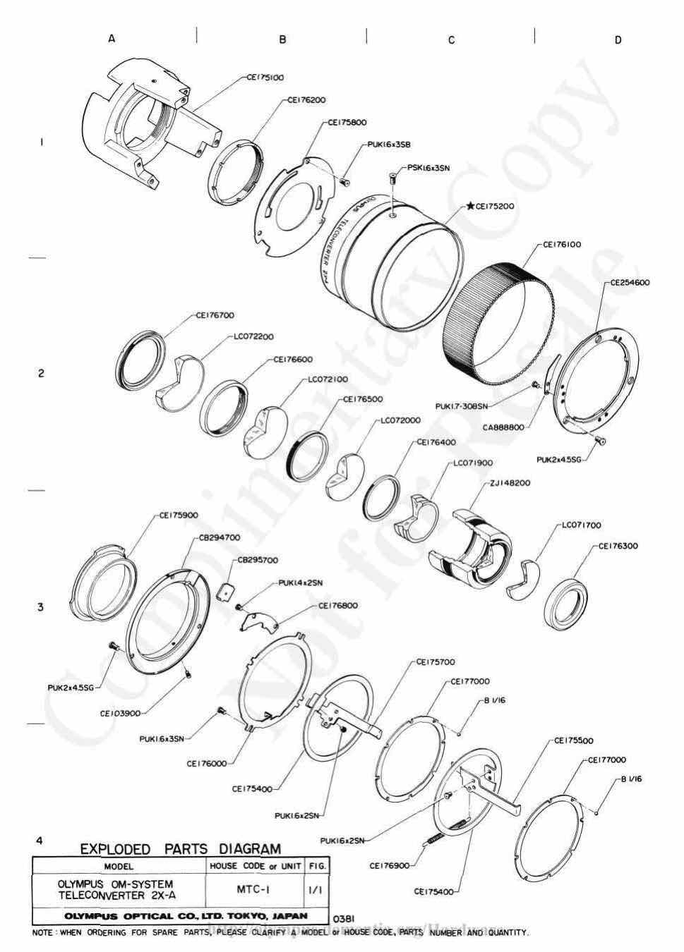 Olympus Teleconverter technical manual preview